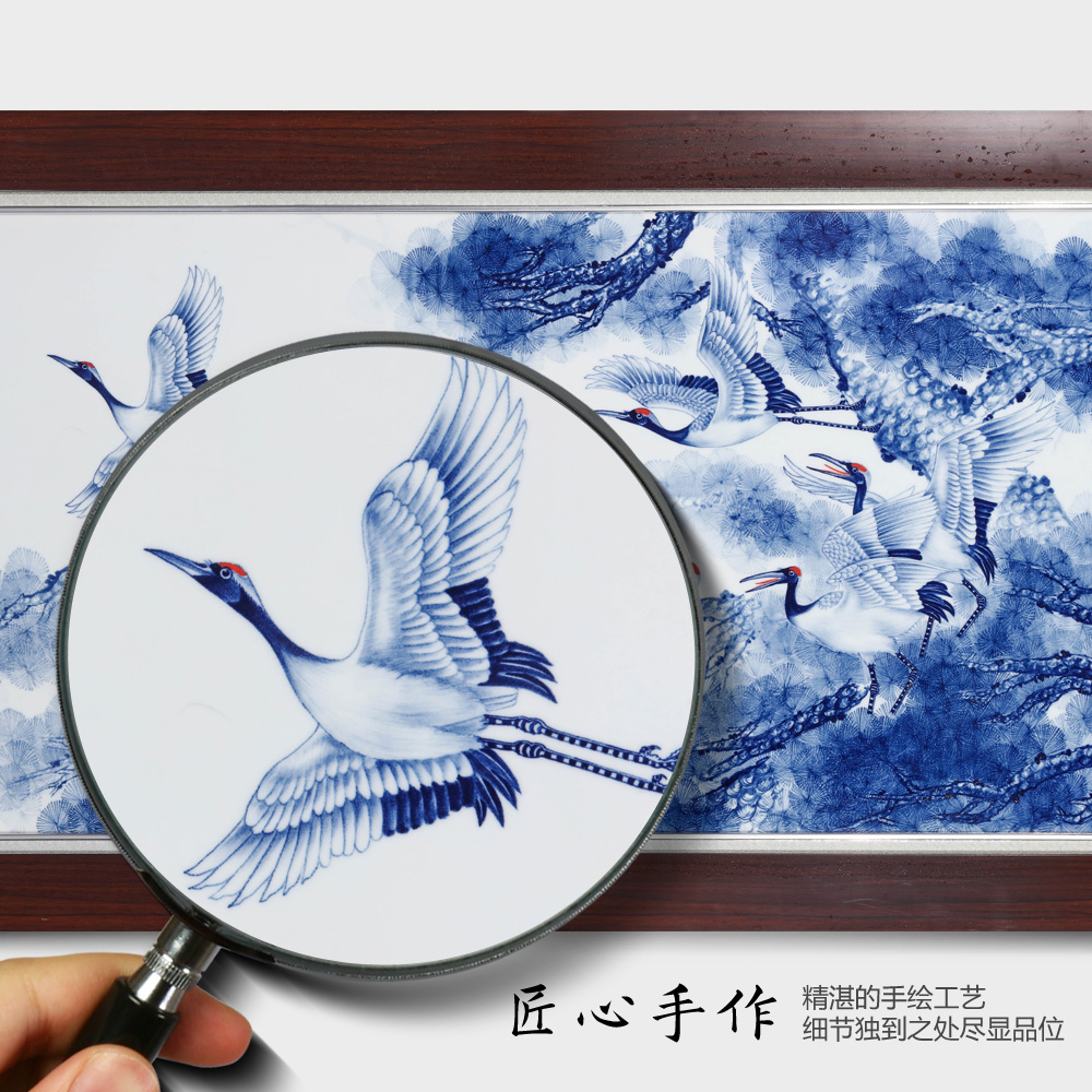 The Spring of jingdezhen ceramics porcelain plate painting six cranes with Chinese style household decoration bedroom setting wall decoration