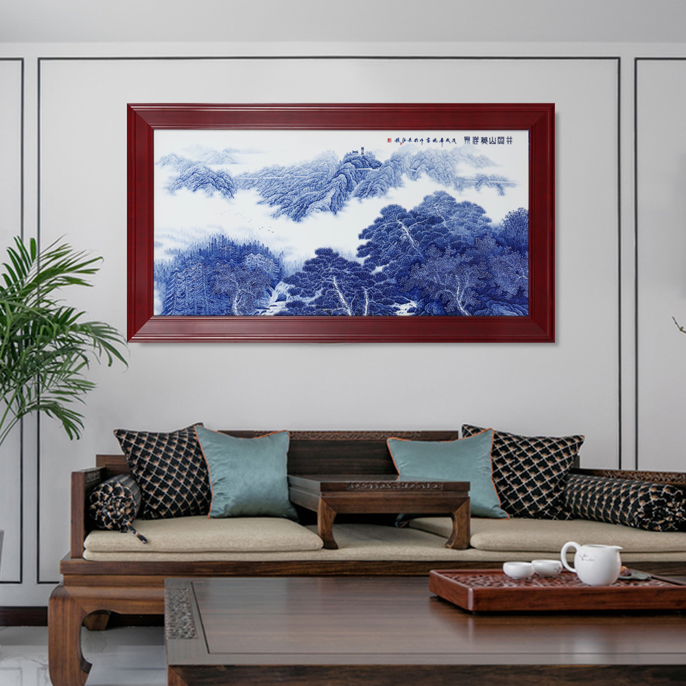 Jingdezhen ceramics porcelain plate painting landscape decoration of Chinese style household sofa setting wall mural that hang a picture