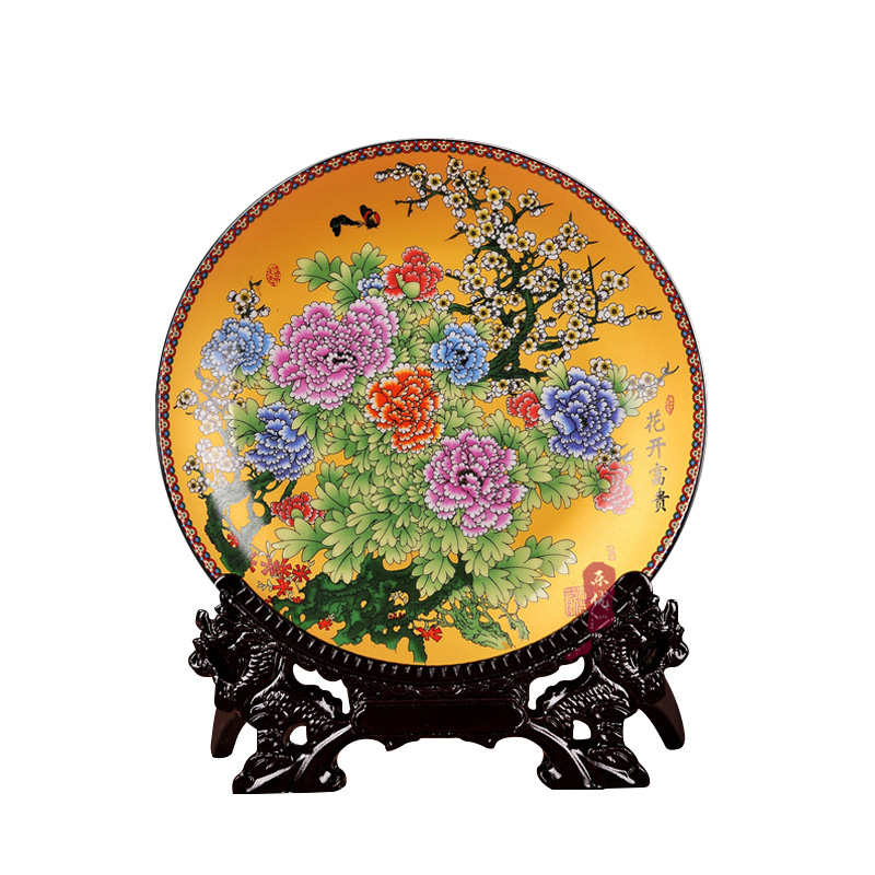 Jingdezhen ceramic art hanging dish porcelain enamel decoration plate modern Chinese style household crafts are sitting room