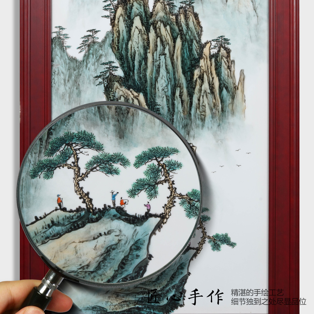 Jingdezhen ceramics porcelain plate painting mountain range bedroom adornment of Chinese style household, the sitting room porch murals