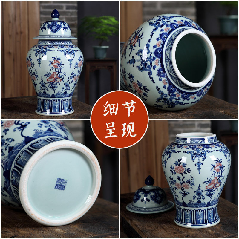 Jingdezhen ceramics furnishing articles hand - made youligong general canister vases, sitting room of Chinese style household decorations