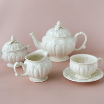 W1962 export European vintage cream berry leaf three-dimensional flower teapot coffee cup milk pot sugar jar