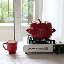 W1962 export Japanese iron enamel red tomato tomato shape cute soup pot Japanese multi-function pot