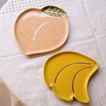 W1962 new ceramic underglaze creative peach shape plate dessert plate cute decorative plate