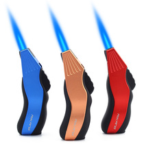 Pure metal hand-held oblique spray cigar pipe inflatable straight punch windproof hollow hollow lengthy welding gun head lighter