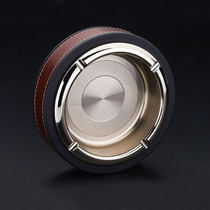 Fashion pure metal aggravating large round disc style business leather home office cigar ashtray gift customization