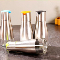 Oil pot fashion stainless steel oil bottle glass seasoning Jar Kitchen sauce pot vinegar pot vinaigrette oil tank