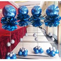 Metal blue balloon air floating column shop anniversary celebration opening atmosphere shopping mall landscape layout ground floating road decoration