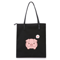 Cute cartoon pig Oxford cloth bag female shoulder bag Korean Harajuku large capacity zipper tote bag student schoolbag