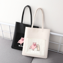 Single shoulder bag female Korean cute soft cute pig large capacity simple shoulder bag shopping tote bag