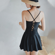 Swimsuit female thin steel tray gathering belly hot spring swimsuit conservative skirt sexy one-piece flat corner Seaside swimsuit