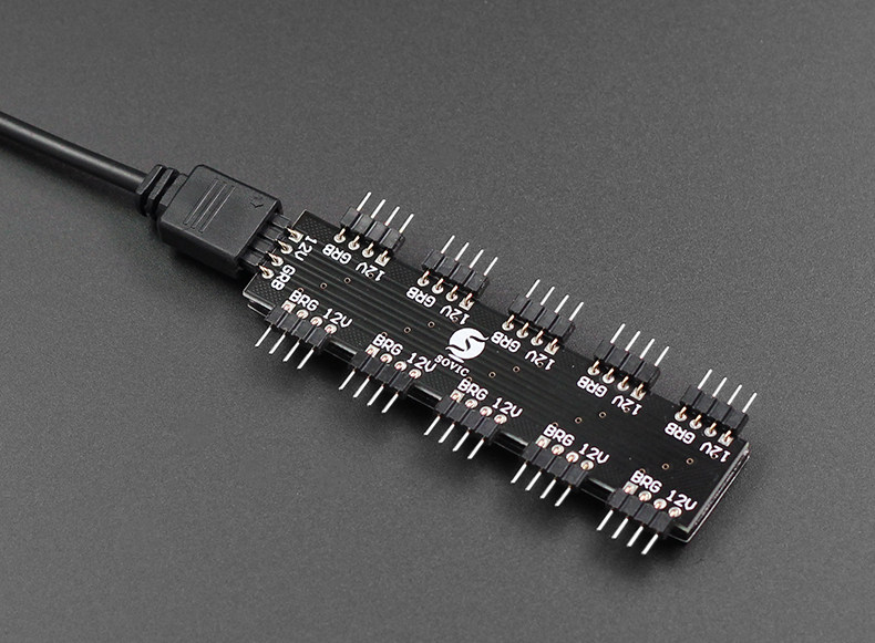 10路rgb集线器 电脑主板rgb风扇拓展线 12v4针5v3针 神光aura同步