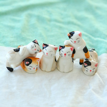 zakka dining table home furnishings jewelry ceramic cat chopsticks rack idyllic cute small fish table animals give gifts