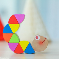 Wooden small toy variable color Caterpillar puzzle animal doll toy house small green worm