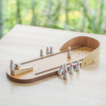 Mini table bowling Wooden childrens educational toys Wooden parent-child childrens ball petanque table game