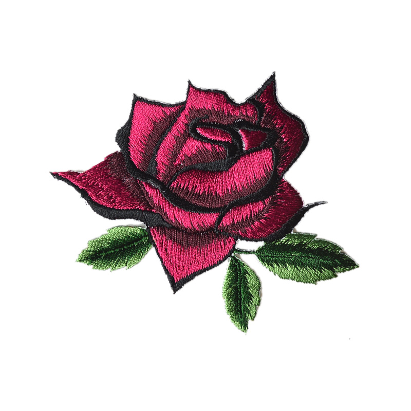小号玫瑰花精致布贴衣服补丁贴花朵羽绒服刺绣贴花修补洞贴背胶