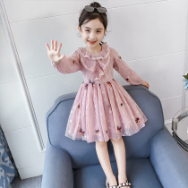 Girls autumn dress 2021 New style spring and autumn girl lace princess dress 7 children autumn skirt 8 years old