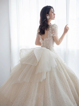 The white light main wedding dress 2022 bride's high-profile French dragging the princess's little girl