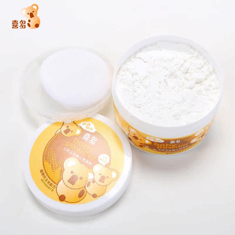 喜多婴儿天然玉米爽身粉160g带粉扑宝宝四季新生儿爽身粉无滑石粉