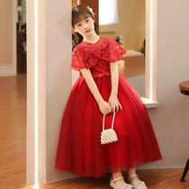 Girls' Dress Seniority 2022 New Spring Dress Light and Luxury Small Red Sauce Dress Wage Playboy Wedding Little Girl Princess Dress