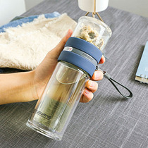 Fuguang tea water separation Tea Cup double-layer glass tropical filter portable men and women kung fu tea water Cup