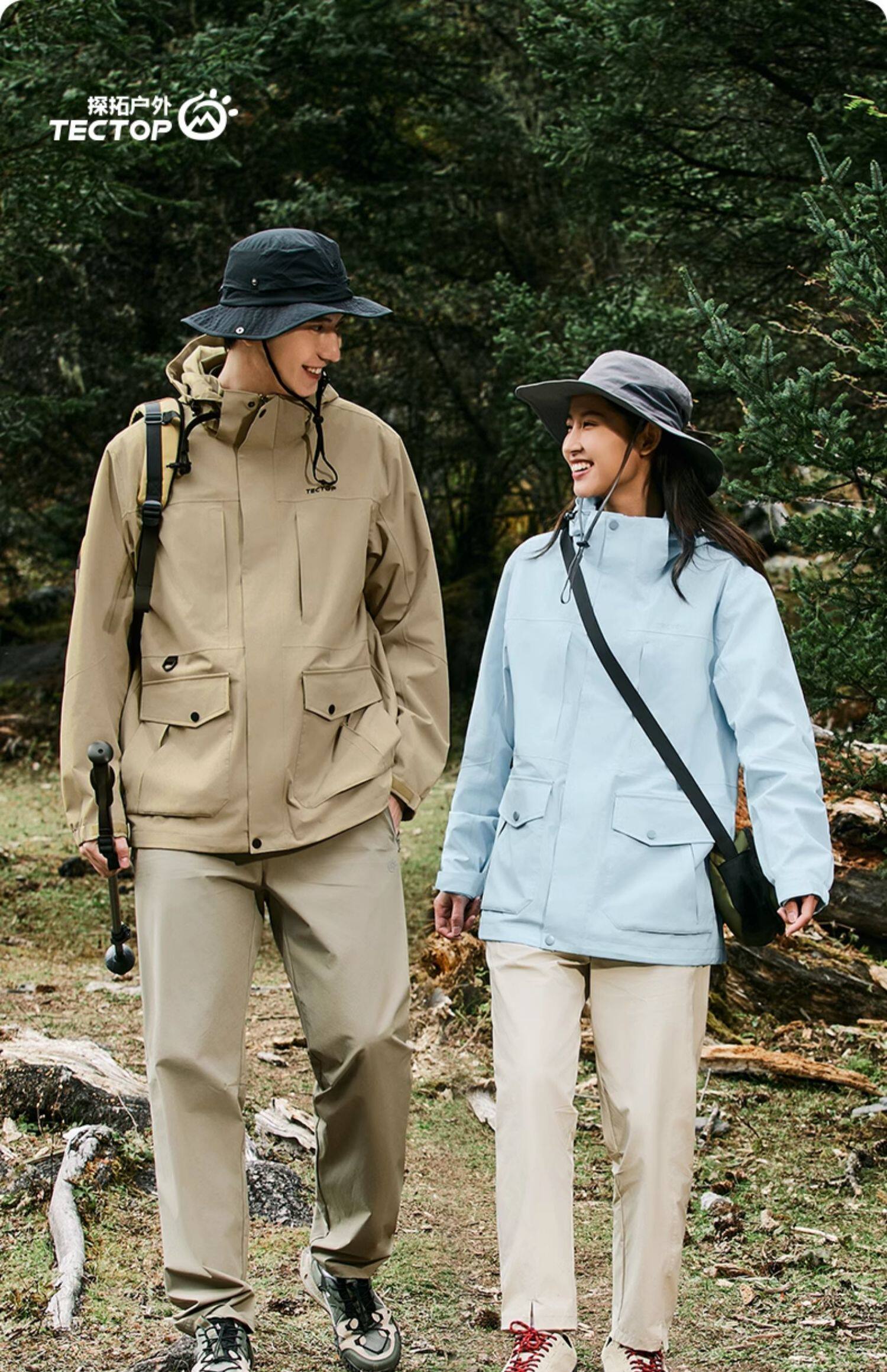 tectop探拓户外单层冲锋衣男女防风防水旅行外套登山服宽松工装风