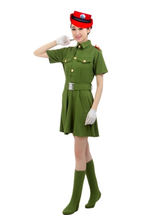 军装舞蹈服女兵裙制服迷彩服海军舞台服装表演服现代舞演出服新款