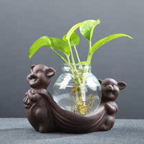 Creative Green Luo hydroponic plant glass transparent flower vase flower arrangement container flower pot table top decoration ornaments