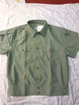 Green jacket shirt Vintage jacket Short sleeve shirt Vintage cadre short shirt Wu short sleeve jacket shirt