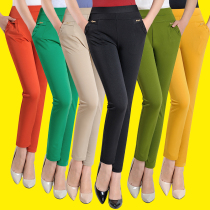 Mom pants summer middle-aged and elderly high-waist thin color pants straight casual summer pants female middle-aged women nine-point pants