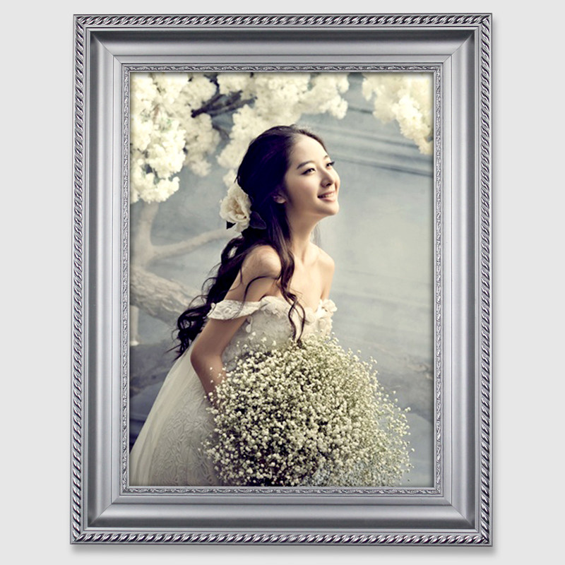 全家福大相框挂墙创意欧式实木20 24 36 60寸卡纸婚纱照画框定做