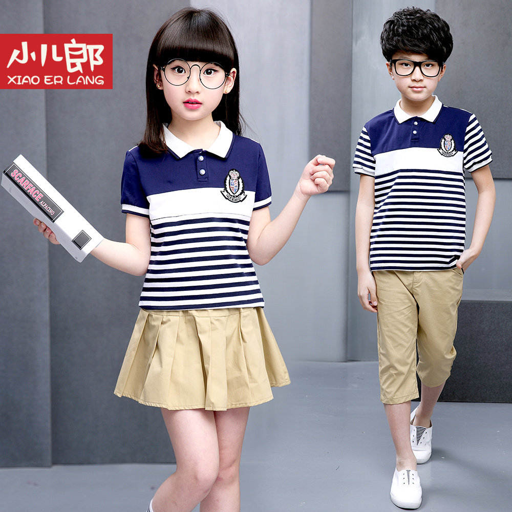 小学生校服套装夏季中大小童班服三四五年级英伦风短袖休闲两件套