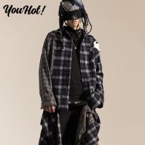 MODITEC Wool Splice Plain Shirt Jacket Contrast Shirt