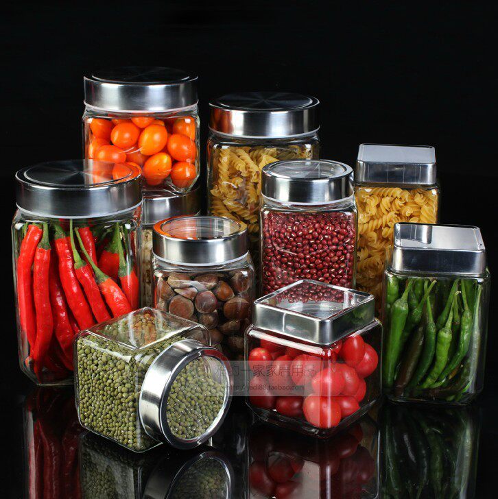爱乐喔 厨房玻璃储物罐密封罐 方形储物罐杂粮收纳罐大中小干果瓶