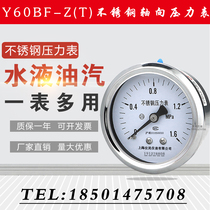 Axial stainless steel pressure gauge Y60BF-ZT axial Belt edge seismic pressure gauge hydraulic surface plate type