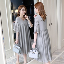 Pregnant women in summer dress dress dress 2022 long-form summer loose yang downage hot mom skirt