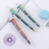 Candy color six-color ballpoint pen students use colorful cute press-type hand account pen multi-function multi-color marker pen