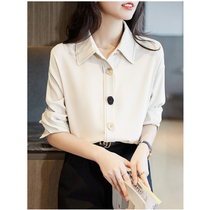 FENPERATE temperament simple generous long sleeve shirt women Autumn New loose commuter button chiffon shirt