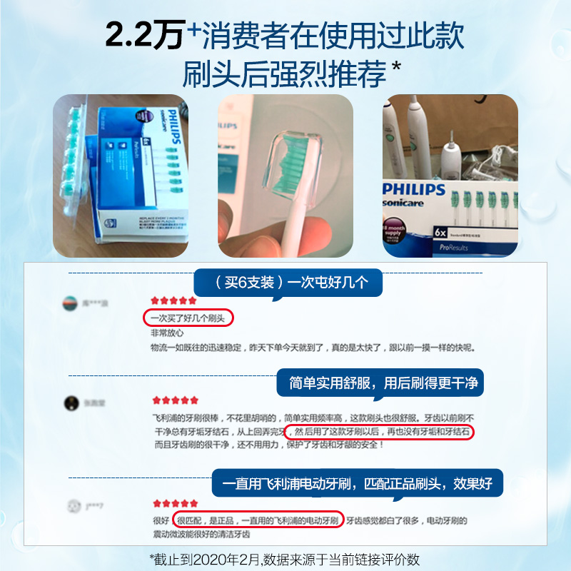 philips electric toothbrush head 6-piece hx6016 is suitable for hx6721 / hx6730 / hx3216 and other models