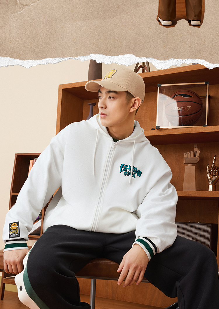 华晨宇同款李宁外套男士春秋23新款篮球情侣开衫卫衣女连帽运动服