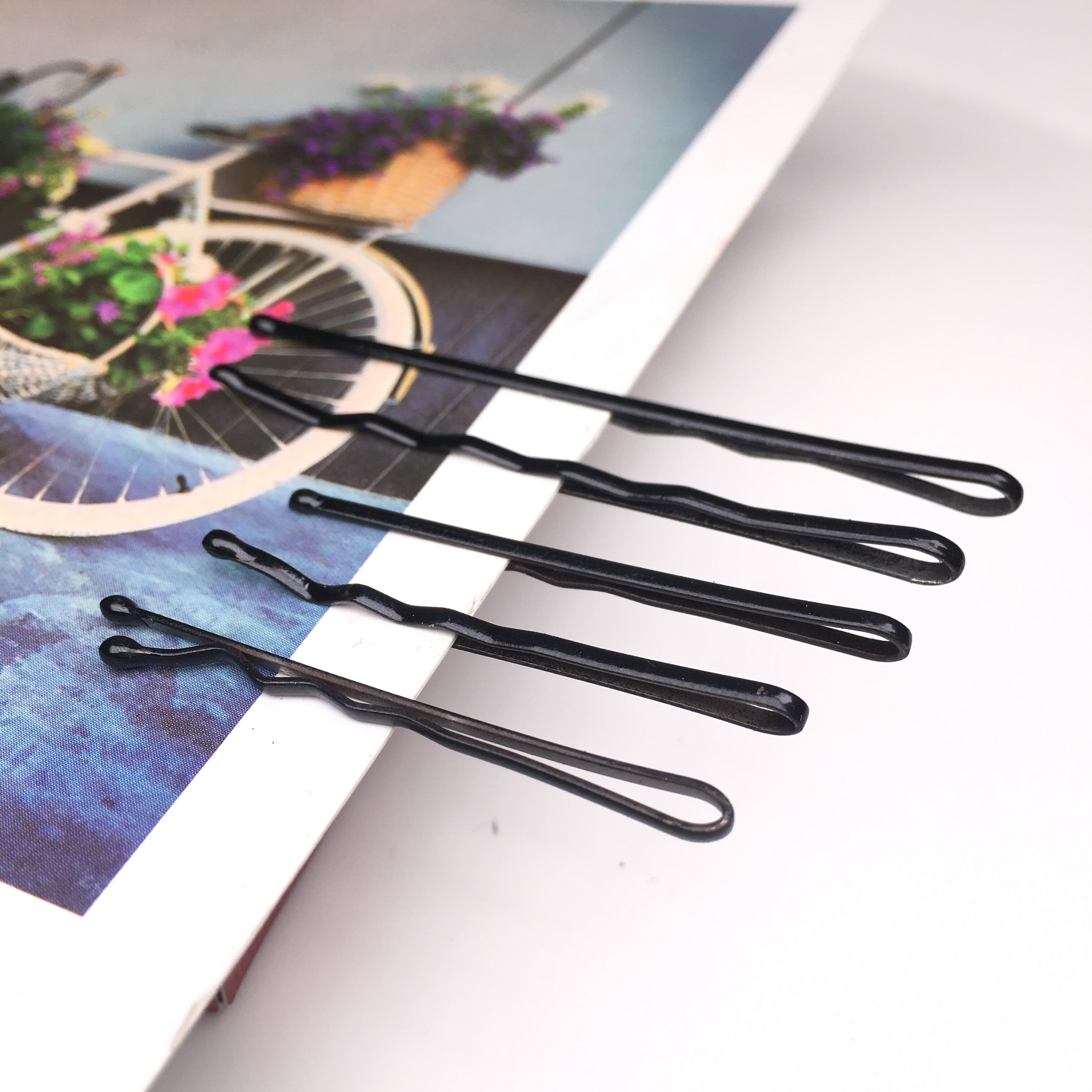 1-6cm黑色波浪一字夹扭扭卡夹刘海盘发顶夹小边夹_7折现价6.9元