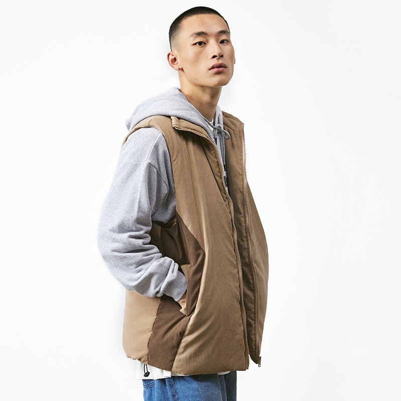 WHOSETRAP 22AW新品棉马甲男立领防寒保暖宽松休闲潮无袖蓬松叠穿