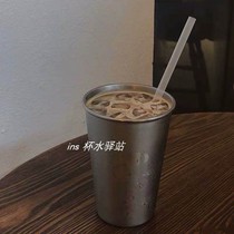 ins Nordic ice latte cup coffee cup cold drink cup juice cup bubble Cup stainless steel milk tea cup 500ml