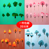 Cake decoration forest series Joker non-woven multi-color small tree scene layout plug-in forest birthday card ornaments