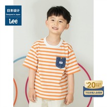 Lee mall with the same 21 summer new standard edition orange and white stripes men and womens short-sleeved T-shirt LBT001493