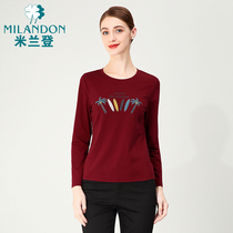 Miranda middle-aged mother outfit 2021 new knitted top women embroidered casual round neck knitted T-shirt