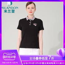 Milandon middle-aged and elderly mother POLO collar thin T-shirt short sleeve women 2021 summer coat women Joker Leisure