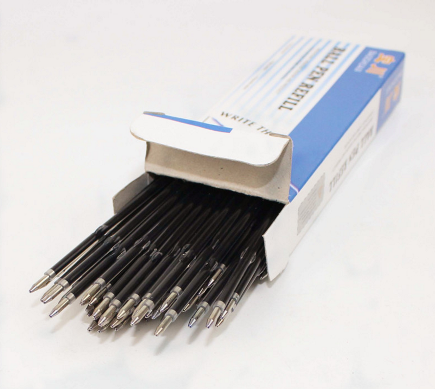 文正圆珠笔芯按动笔芯油笔芯蓝黑色红色0.7圆珠笔芯原子笔芯100支