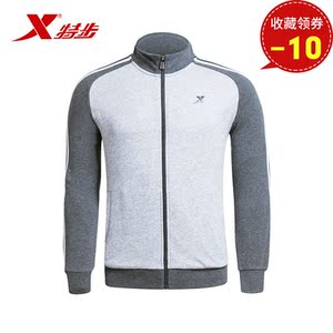 特步男子秋季针织外套上衣舒适保暖运动休闲个性潮流卫衣男装