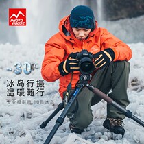 Photo gloves Winter anti-cold and warm thickened outdoor anti-slip rock climbing Climbing Camera Dew finger Touch Screen men and women
